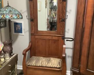 Oak hall tree 32 x 16 80”tall