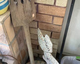 Garden items primitive folk art,etc