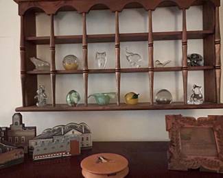 Vintage 3 Tier Wood Shelf, Tea Cup Display - Wall Shelf
