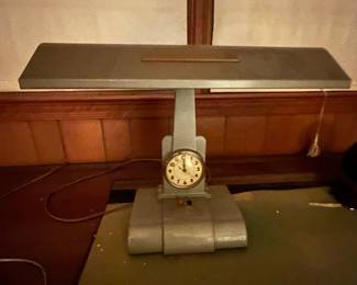 Post War Fluorescent Desk Lamp with Clock by Telechron