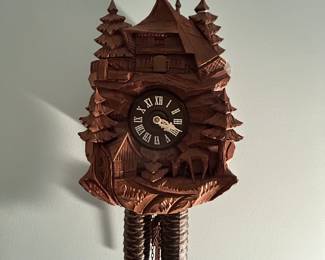 Vintage German Carved Wood Cuckoo Clock