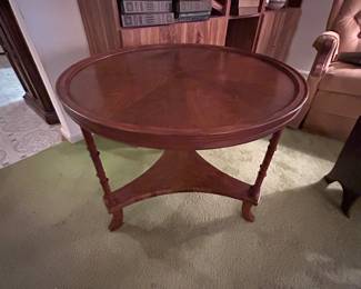 Round Distressed Finish Occasional Serving Table