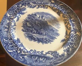 Antique Blue transfer-ware Pastoral England plate