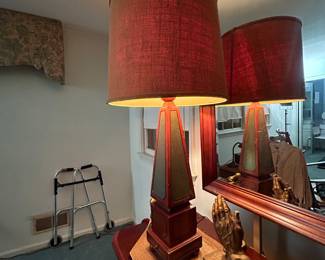 Pair Huge Vintage Wood lamps