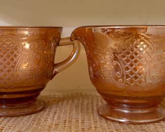 vintage normandie iridescent sugar and creamer set