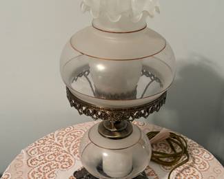 vintage hurricane glass table lamp