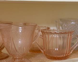 Hazel Atlas Royal lace pink footed open sugarbowl