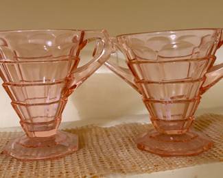 vintage Indiana glass pink cream and sugar set