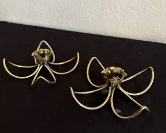 Vintage pair gold tone votive candle holder MCM