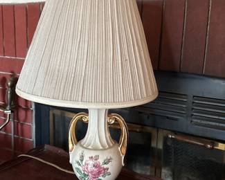 vintage urn lamp floral design ceramic