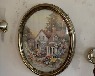 Vintage Homco oval gold framed print