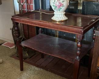 vintage wooden two-tier side table