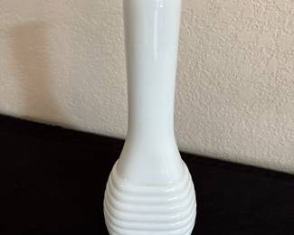 vintage milk glass tall ribbed beehive style bud vase flower vase