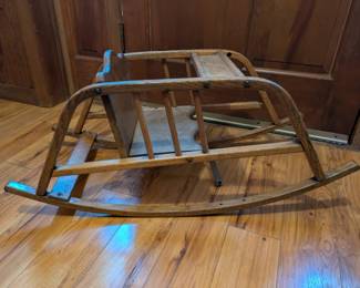 Vintage wooden baby rocker
