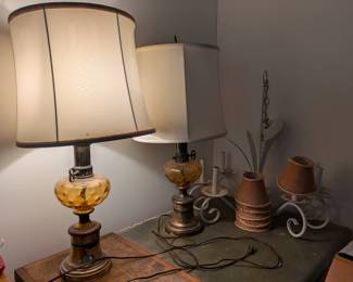 Amber glass table lamps