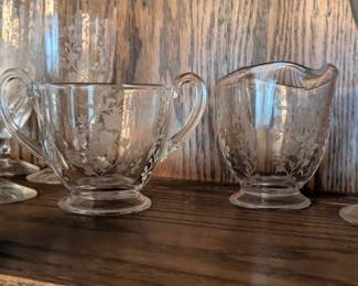 Etched sugar and creamer set