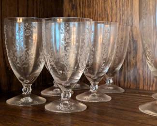 Etched crystal goblets