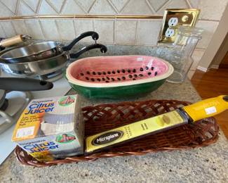 Citrus Juicer, Watermelon Bowl, Microplane Zester, Farberware Pans