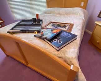 Lee Industries bedroom set, Olympia beer vintage mirror sign, Backgammon game set, Ford and Disney set