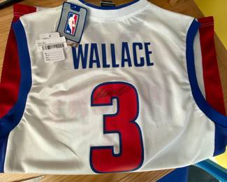 Signed Ben Wallace Pistons jersey