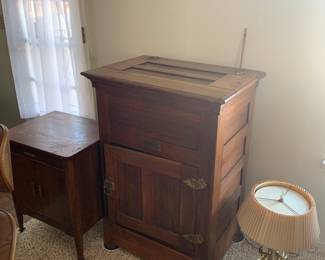 antique icebox & record box