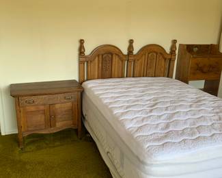 antique cabinet & queen bed