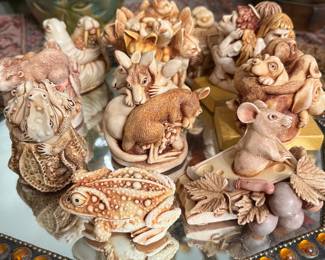 Collection of Harmony Kingdom figurines.