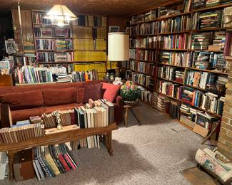 1,000s of books throughout the house, including vintage children’s books, classics, 100s of first editions, history, and more). Many more photos of books follow.