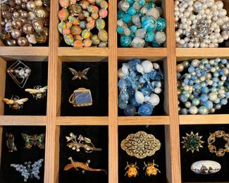 Hundreds of pieces of vintage jewelry. Many more photos of jewelry to be added on or prior to Monday, including photos of sterling jewelry.