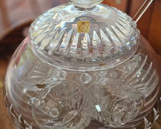Cut crystal punchbowl and glasses 