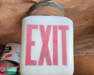 Rare porcelain exit sign. Vintage and wired 