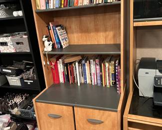 SEVERAL DESKS & BOOKSHELVES