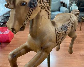Carved wood carousel horse