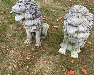 Pair of cement lions
