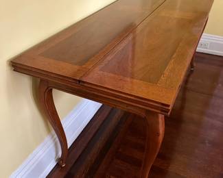 Vintage Fruitwood Dining Table Extends From Side Board With Inlaid Top & Cabriole Legs
Lot #: 17