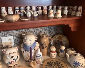 Shawnee cookie jars,  salt and pepper shakers, and teapot