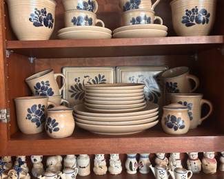 Folk Art Pfaltzgraff  Dishes, Shawnee, salt, and pepper shakers