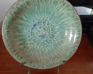 Large Decorative Bowl with Metal Stand