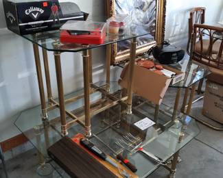 Glass coffee table and matching end tables