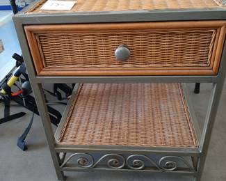 Wicker/Metal Nightstand or Side Table