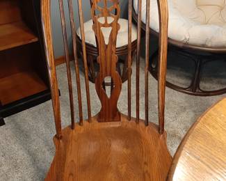 One of 4 Chairs with Amish Pedestal table