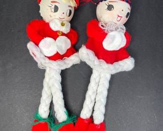Vintage Japan doll elf ornaments