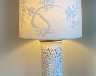 Pierced porcelain chinoiserie tall table lamp