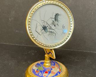 Cloisonne stand w/ rotating art disc