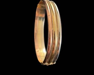 Tri tone hinge bangle bracelet stamped 585