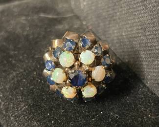 18k gold, opal and gemstone ring