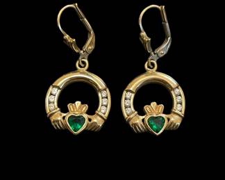 9k gold Irish Claddagh earrings