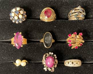 14k and 18k rings includes pearls opals & other gemstones