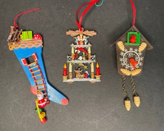 Vintage wood & pewter ornaments Germany - William Schweizer, Steinbach