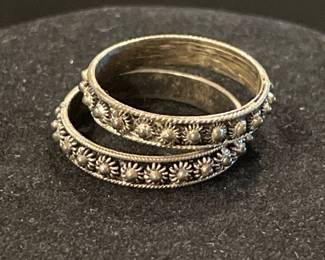 Sterling vintage floral bands